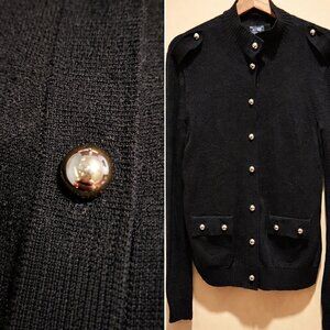 🖤 Armani Exchange Black Military-Style Button Cardigan – Size 44 🖤